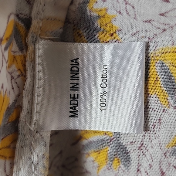 Shade Amour 100% Cotton Tiered Floral Print Tie Front Short Sleeve Mini Dress L - Picture 11 of 12